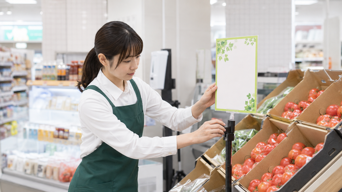 店頭に掲示するPOPや販促物の設置イメージ