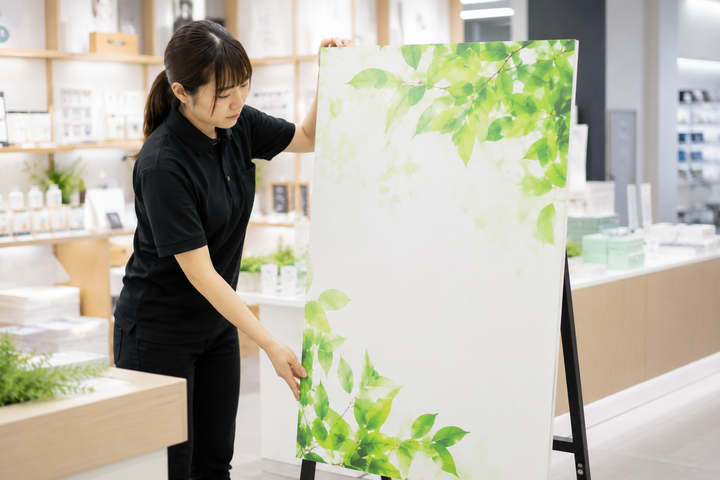 イベントや店頭で使用する立て看板と大型販促物